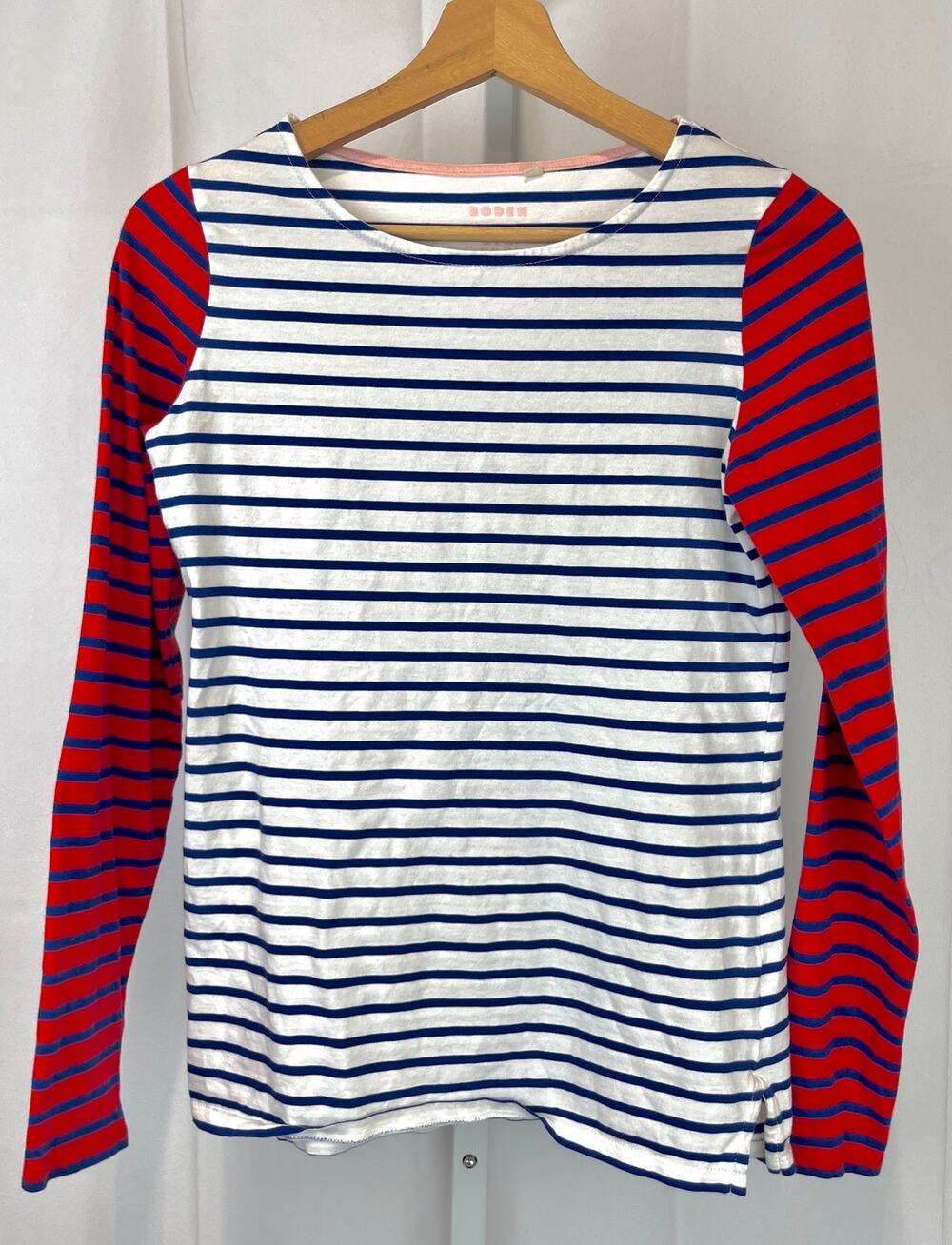BODEN Ella Striped Long Sleeve Breton T Shirt T1004 Red Blue White UK 8 US 4